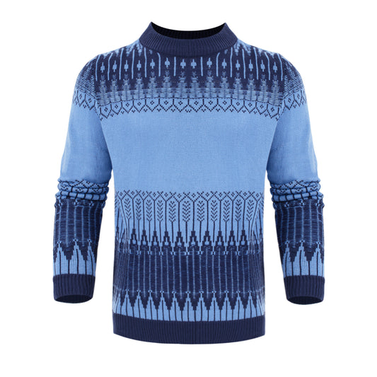 Men's Crewneck Pullover Sweater Unisex Fair Isle Long Sleeve Knitted Sweater