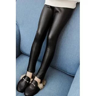 Kid Girl Dazzling Solid Color Leather Legging - KGLGC54480