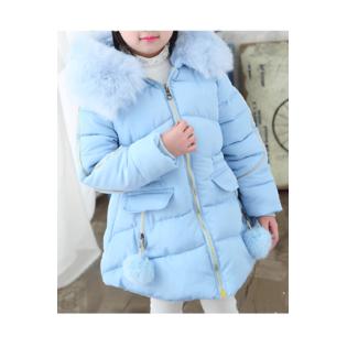 Kids Girls Pockets Styling Solid Colored Elegant Warm Long Sleeve Padded Jacket - KGJC42142