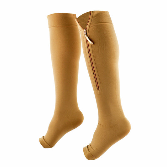 New Women's Stockings Compression Zipper Varicose Vein Pressure Loop Knee