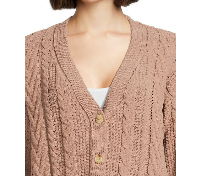 Juniors Button Front Cardigan Sweater with Long Drop Sleeves