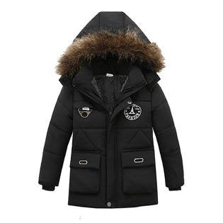 Toddler Boys Thick Windproof Solid Colored Hood Neck Winter Season Padded Jacket - C4521ZWBBJK