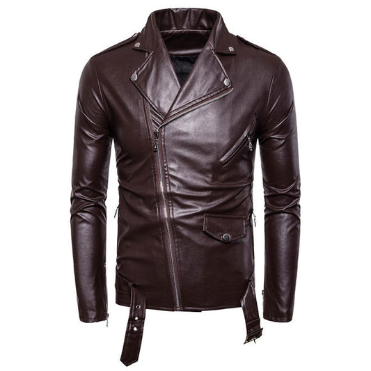 Men Stylish Long Sleeved Leather Jacket - MJC15300
