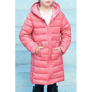 Kids Girls Loose Fit Long Zipper Cotton Padded Jacket - KGJC42202