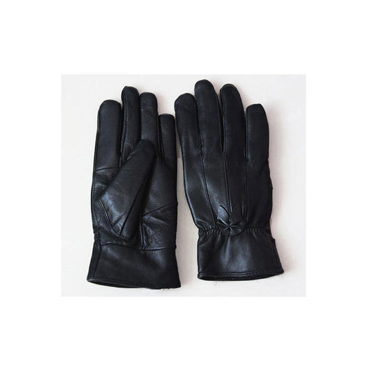 Women Classy Solid Color Thick Warm Leather Gloves - WGC54867