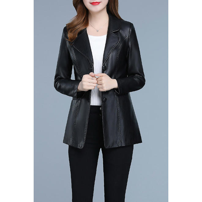 Women Beautiful Slim Fit Coat Style Leather Jacket - WJC23244