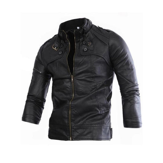 Men Long Sleeve Thick Winter Leather Jacket - C4364KMJK