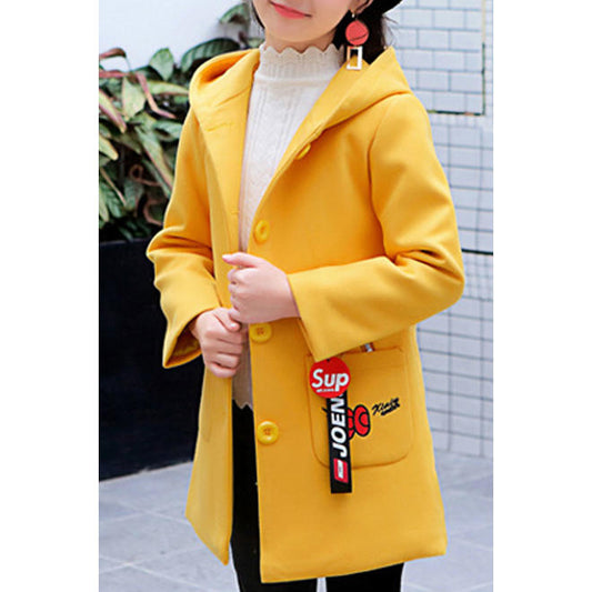 Kids Baby Girls Solid Color Long Sleeve Warm Coat - KGC47574