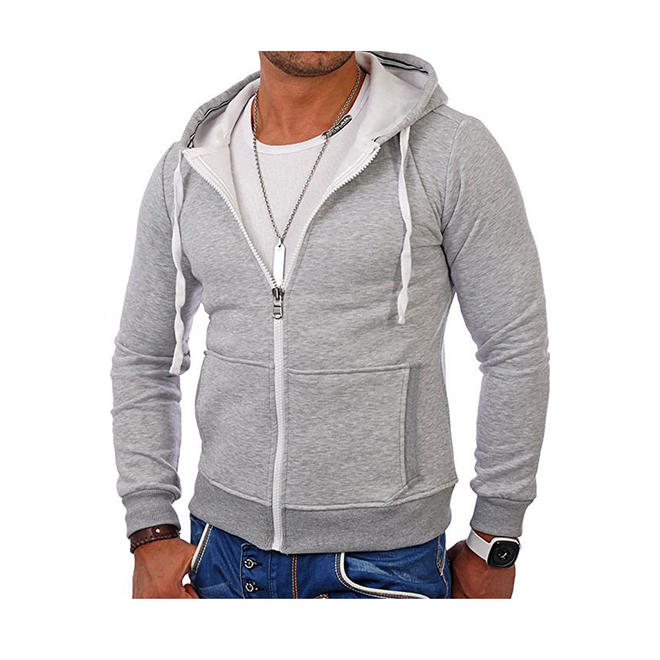 Men Solid Colored Thick Zip Up Hoodie    MHC19674