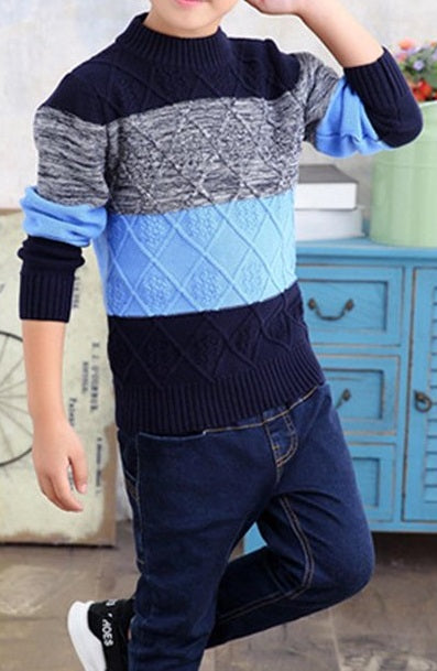 Kids Baby Boys Contrasting Colours Long Sleeve Sweater    KBST38019