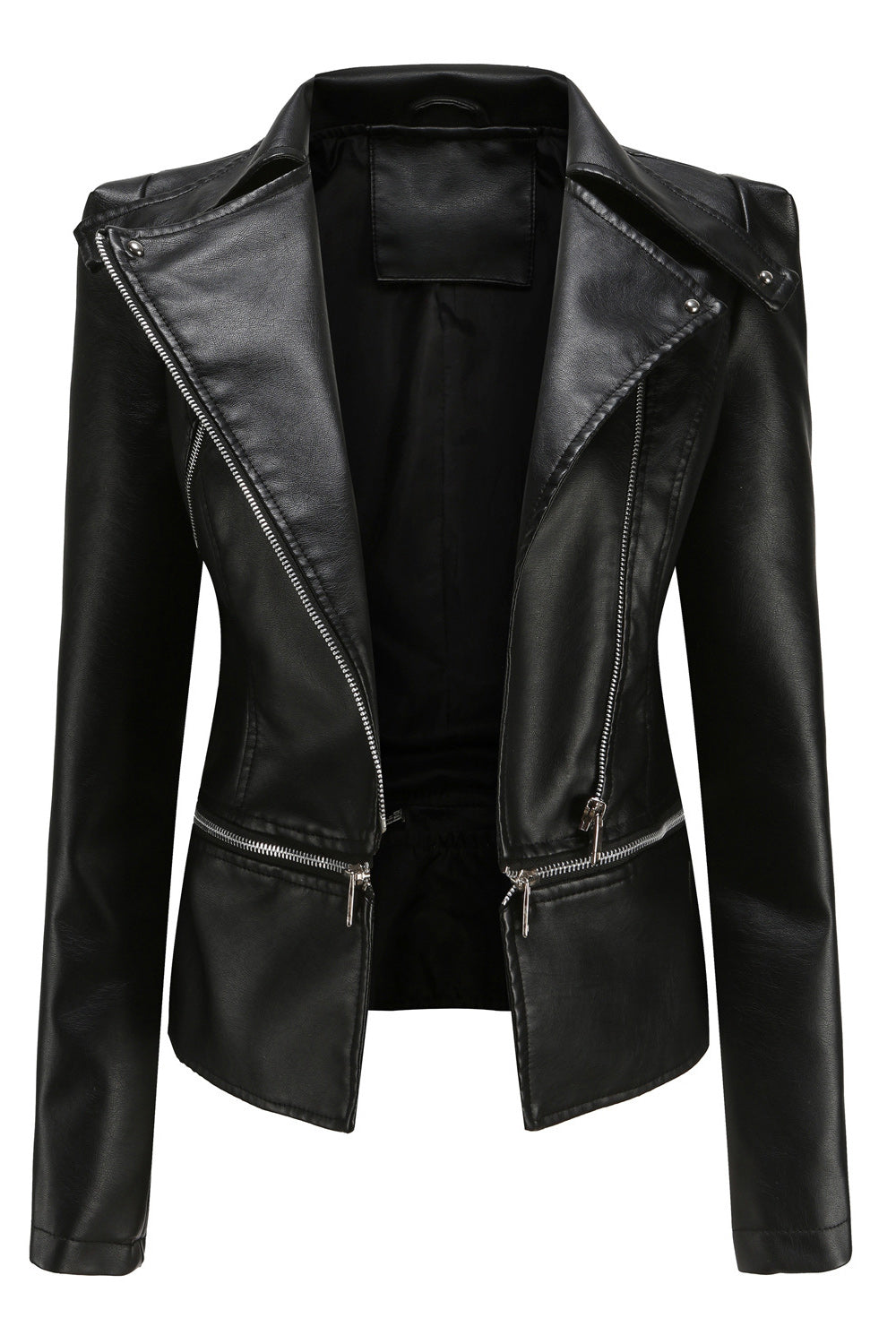 Women Trendy Long Sleeve Comfortable Zipper Styled Winter Season Leather Jacket - WJK88914