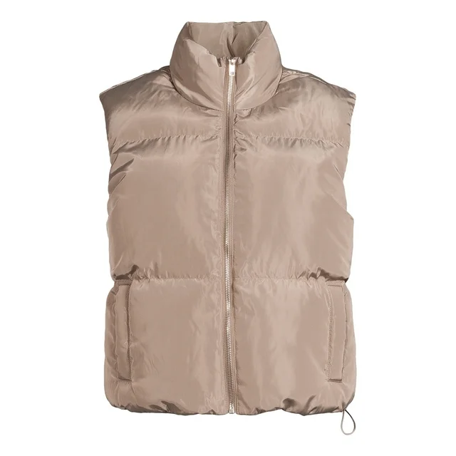 Juniors' Faux Sherpa Lined Cropped Puffer Vest