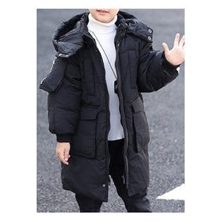 Kids Boys Long Length Windproof Trendy Thick Padded Jacket - KBJC33823