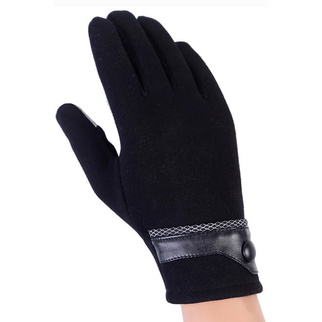 Men Winter Outdoor Solid Color Warm & Thick Gloves - MG55302
