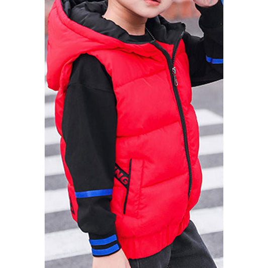 Kids Boys Solid Colored Thick Zipper Closure Cozy Padded Vest - KBJ33778