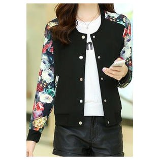 Women Classy Button Closure Floral Printed Jacket - WJC23049
