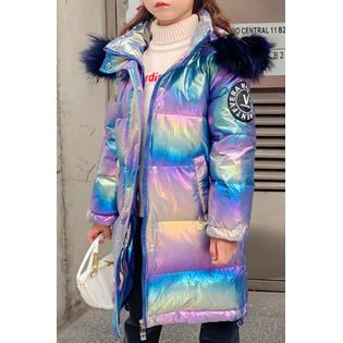 Kids Girls Solid Colored Hooded Neck Warm Pretty Padded Jacket - KGPJ91894