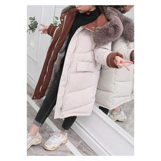 Kids Girls Fluffly Thick Padded Warm Winter Jacket - KGJC42139