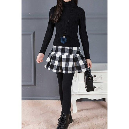 Kids Girls Plaid Flared Stretchable Casual Legging - KGLGC54549