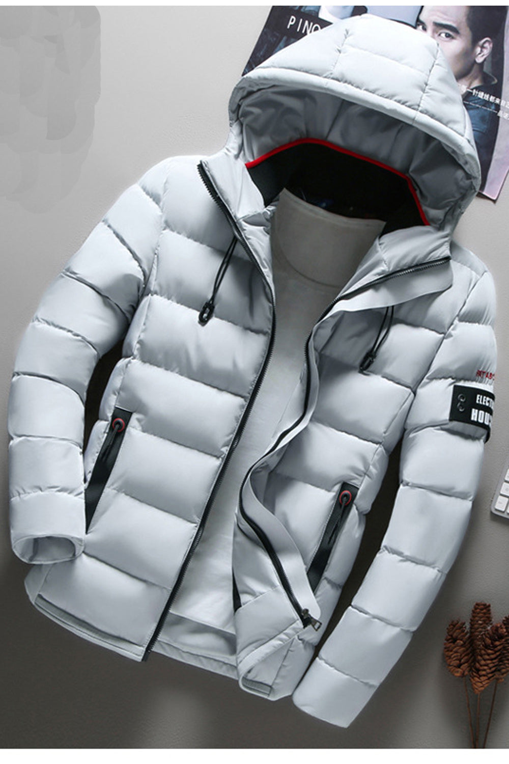 Men Long Sleeve Easy Breathable Hood Style Convenient Padded Jacket - MPJ91703