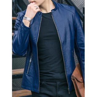 Men Collar Neck Warm Leather Jacket - C4328TCJK