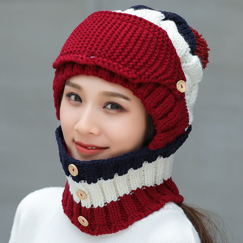 Ymsaid Fashion Winter Hat Thickened Cotton Women's Hat Warm PomPoms Hats For Women Girl Knitted Beanies Female Skiing Cap