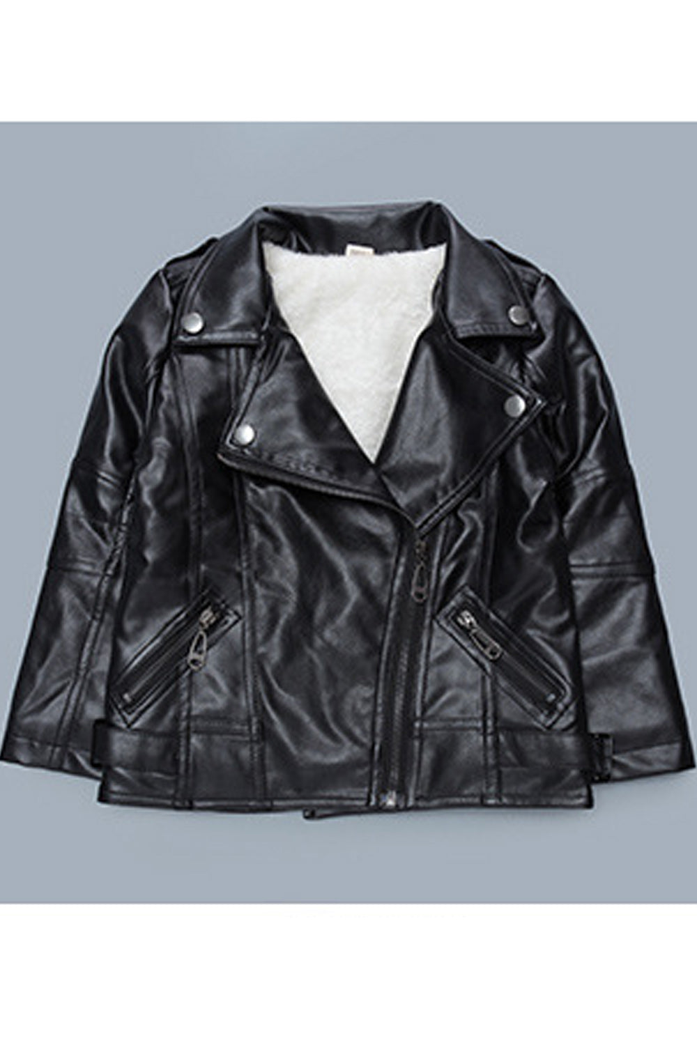 Kids Boys Elegant Solid Pattern Long Sleeve Warm Decent Leather Jacket - KBLJ90278