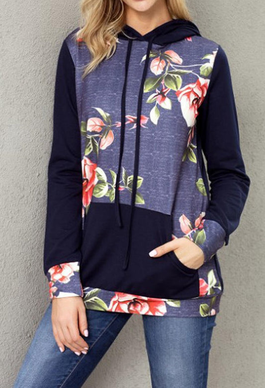 Women Long Sleeve Floral Printed Sweatshirt Hoodie   C2244TCH