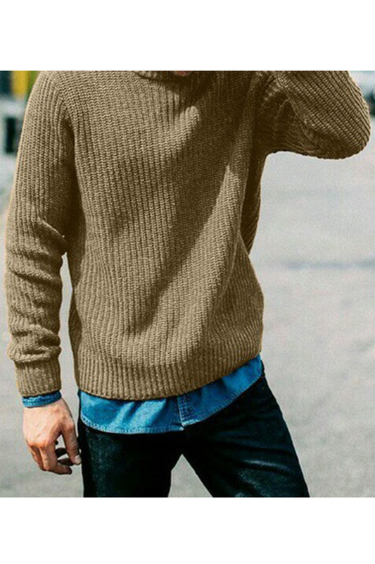 Men Thick Solid Colored Long Sleeve Cozy Stylish Soft Knitted Sweater - MSTC17003