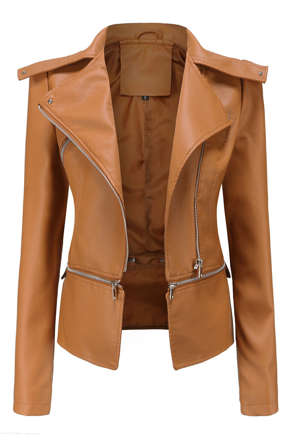 Women Trendy Long Sleeve Comfortable Zipper Styled Winter Season Leather Jacket - WJK88914