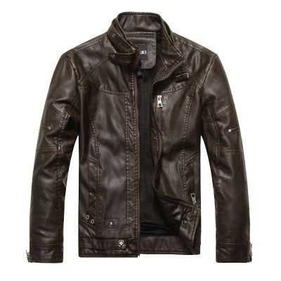 Men Stylish Long Sleeve Leather Jacket - C3522UJK