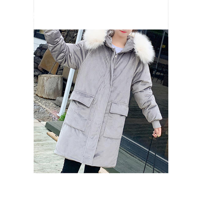 Women Flap Pocket Zip Up Padded Loose Winter Jacket - WJC23839