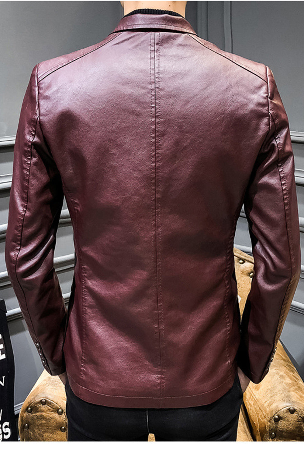 Men Elegant Ultrasmart Button Leather Jacket  MJC15397