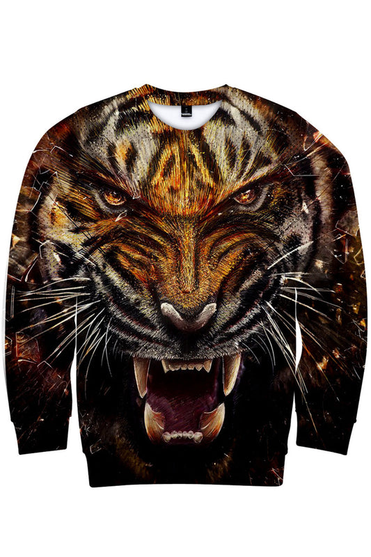 Men Dashing Animal Printed Round Neck Long Sleeve Stretchable Hem & Cuff Summer Sweatshirt - MSS117588