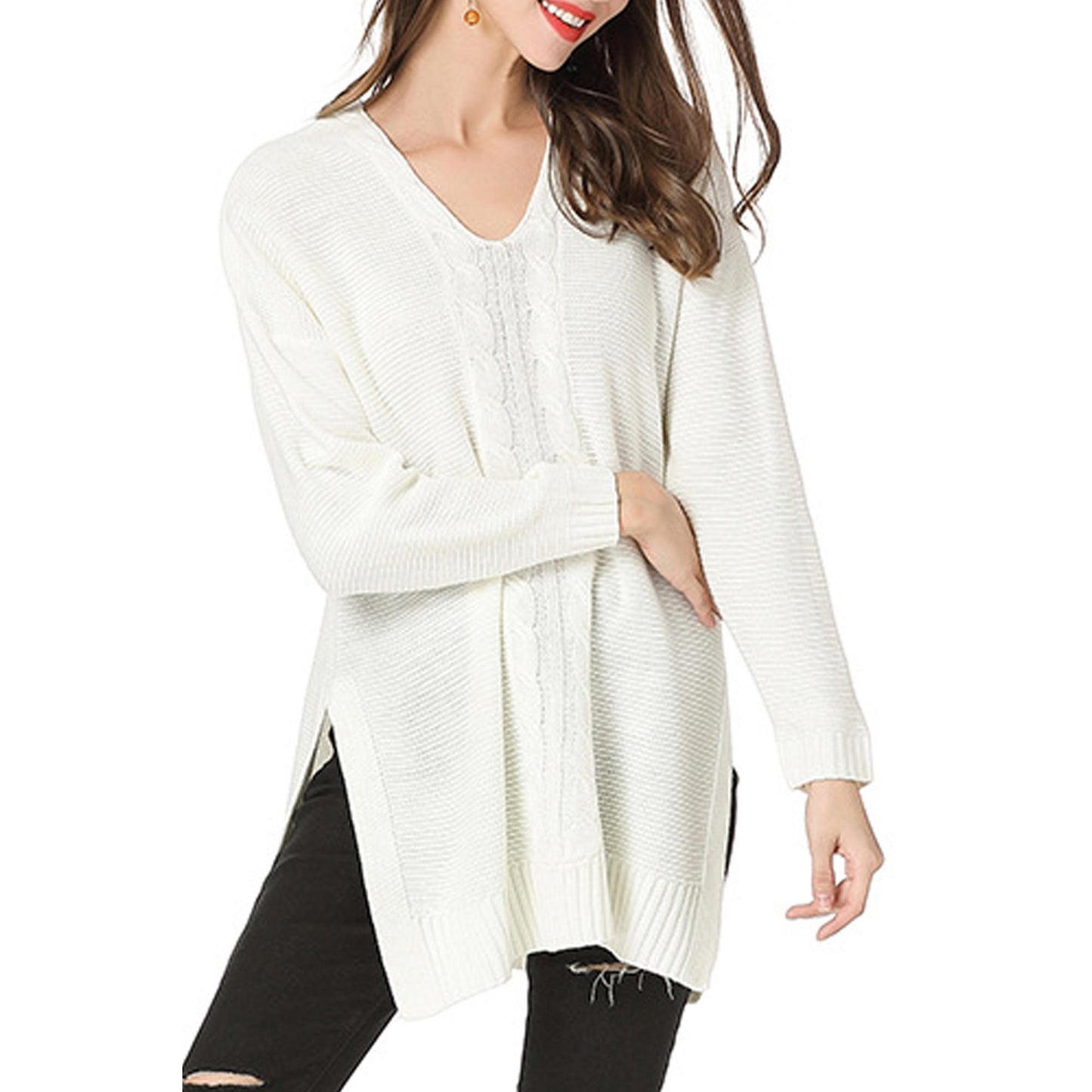 Women Knitted Long Sleeve Easy Round Neck Lovely Solid Colored Restful Windproof Casual Pullover Sweater   WSTC24090