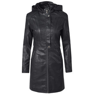 Women Charming Hooded Long Coat Style Leather Jacket    WJC23263