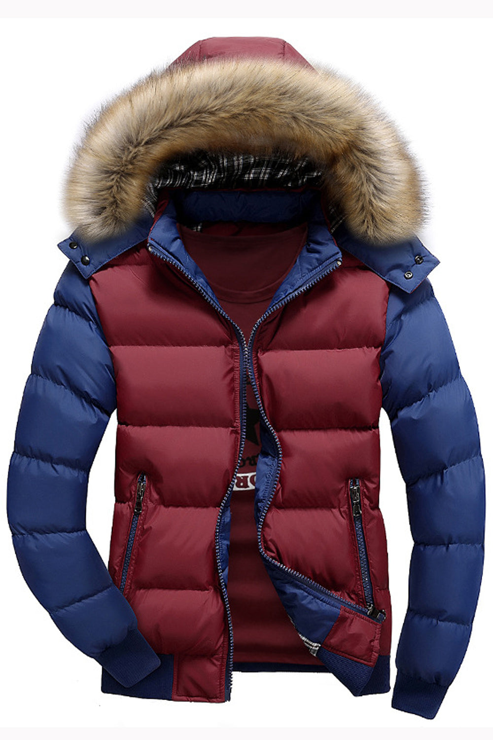 Men Casual Autumn Winter Hat Neck Warm Padded Jacket - MPJ66052