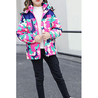 Kids Girls Long Sleeve Autumn Season Camouflage Zipper Hood Style Jacket - KGJC42088