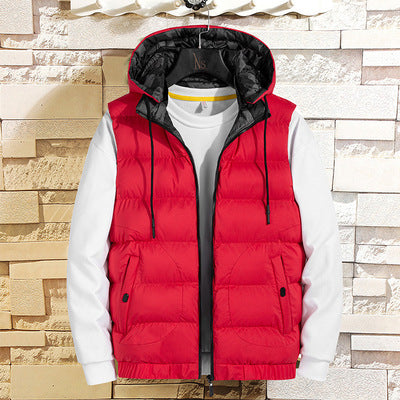 Men Outstanding Thick Sleeveless Trendy Detachable Hood Pocket Style Casual Padded Vest - MPJ66332