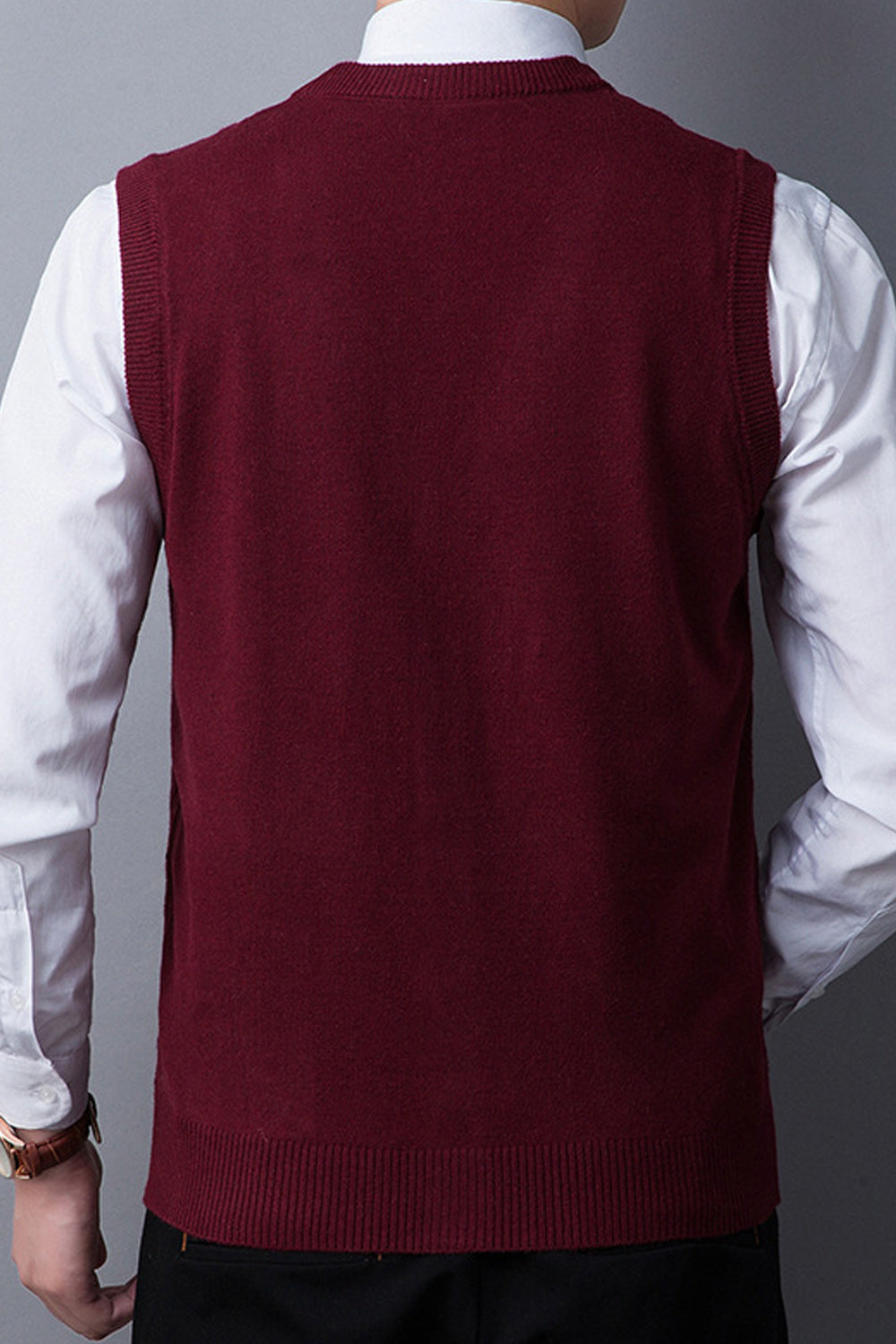 Men Elegant Button Down Sleeveless Warm Vest Cardigan - MC89322