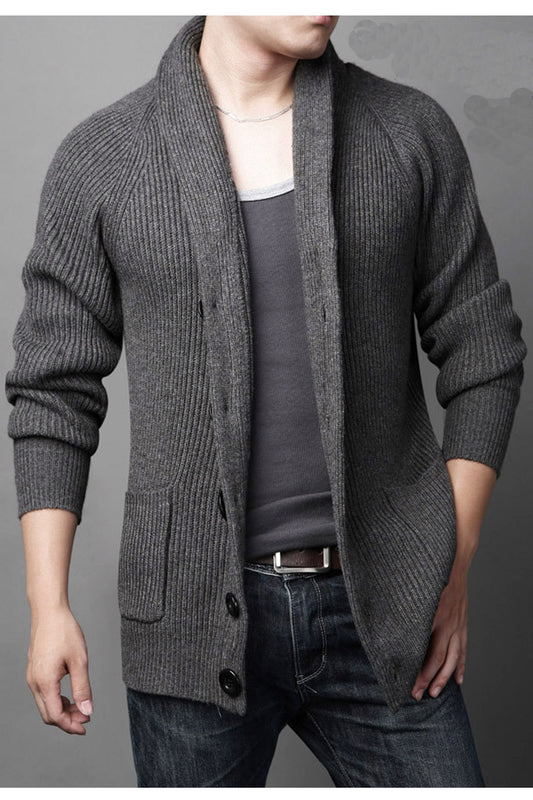 Men Collar Button Attached Pocket Style Warm Winter Cardigan    MC88729