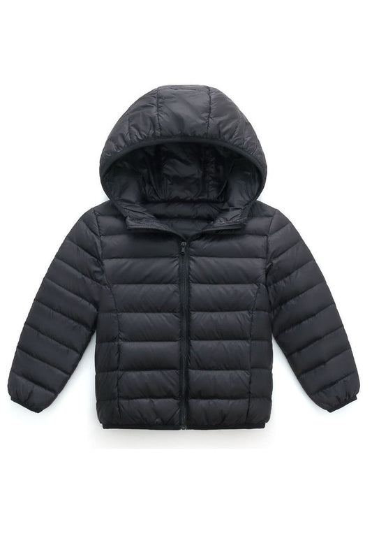 Kids Boys Thick Long Sleeve Easy Hooded Neck Fabulous Solid Colored Lightweight Autumn & Winter Padded Jacket - KBJ33744