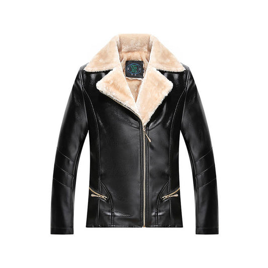Women Lovely Wide Collar Slim Leather Jacket - WJC23252