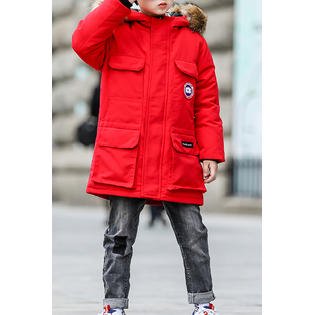 Kids Boys Long Sleeve Solid Colored Thick Hood Neck Pocket Styling PU Leather Jacket - KBJC33806