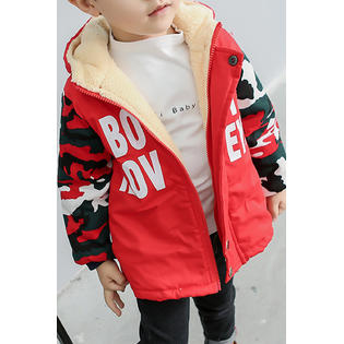Toddlers Hat Neck Thick Warm Printed Jacket - C4699ZWBJK