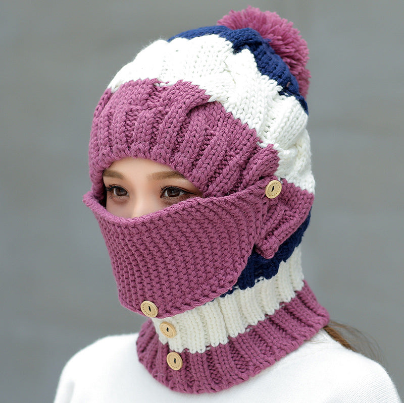 Ymsaid Fashion Winter Hat Thickened Cotton Women's Hat Warm PomPoms Hats For Women Girl Knitted Beanies Female Skiing Cap