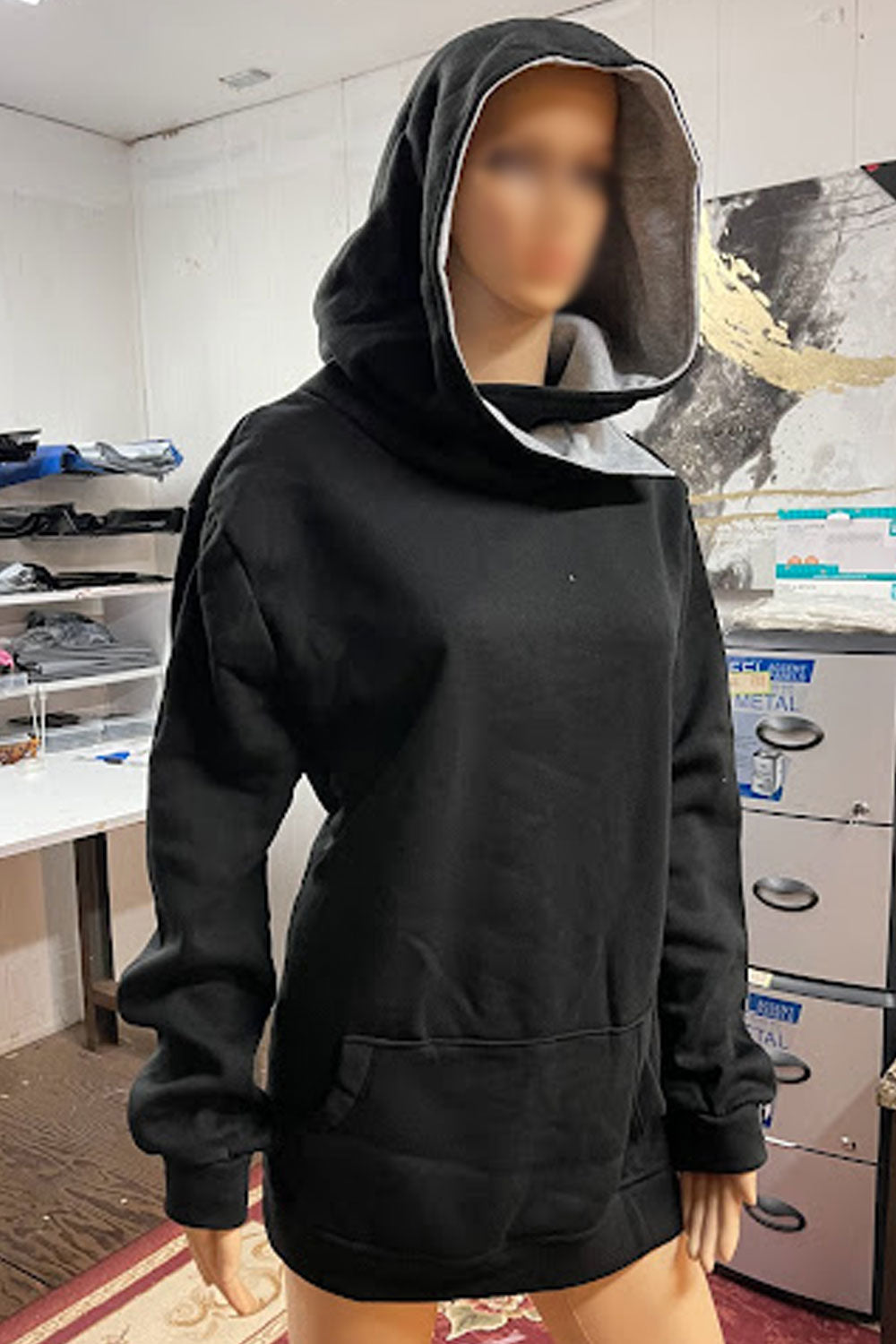 Men Decent Solid Colored Protectable Hooded Kangaroo Style Pocket Stretchable Cuff Warm Hoodie - MH117508