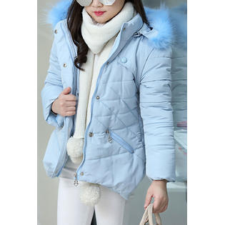 Kids Baby Girls Collar Neck Warm Winter Thick padded Jacket - C3276KMKGJK