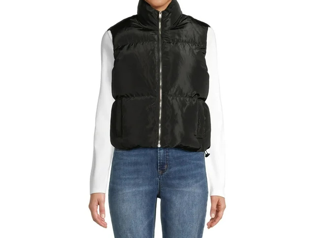 Juniors' Faux Sherpa Lined Cropped Puffer Vest