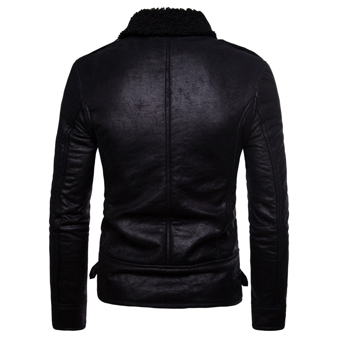 Men Thick Long Sleeve Zipper Leather Jacket C4368JPJK